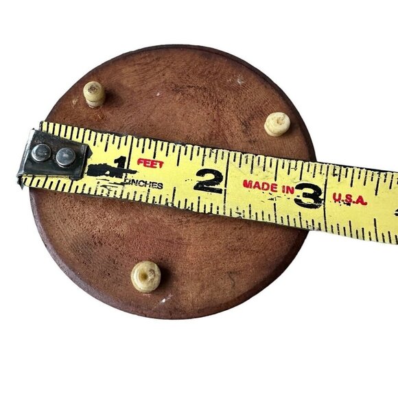 Lidded Jar Pot Hand Carved‎ Black Brown Wood Floral Design 5" H VTG - Picture 9 of 9